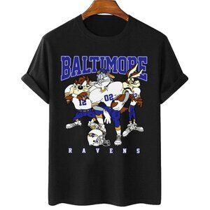 Baltimore Ravens Bugs Bunny And Taz NFL Football Cartoon Team T-Shirt 81